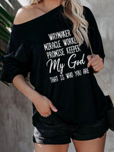 Load image into Gallery viewer, T-shirt Faith Off Shoulder com letras Way Maker para mulheres
