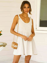 Load image into Gallery viewer, Vestido feminino camisa de algodão com gravata redonda
