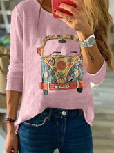 Load image into Gallery viewer, Camiseta de mujer de manga larga con cuello redondo estampado en el pecho
