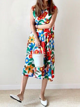 Load image into Gallery viewer, Vestido feminino vintage estampado com decote redondo

