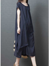 Load image into Gallery viewer, Round neck short sleeve linen dress
