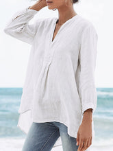 Load image into Gallery viewer, Camisa de mujer de algodón y lino fino con mangas de 9 puntos
