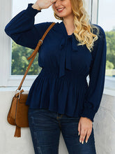 Load image into Gallery viewer, Plus Size Bow Elastic Waist Blouse
