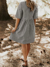 Load image into Gallery viewer, Wide striped dress with round neck pocket for women
