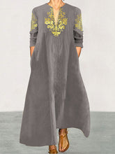 Load image into Gallery viewer, Women's Fashion Printed V-Neck Loose National Style Long Sleeve Dress
