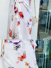 Load image into Gallery viewer, Falda de falda cruzada de una pieza Falda de playa estampada con cordones Falda dividida
