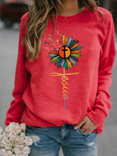 Load image into Gallery viewer, Jesus Sunflower Cross Color Print Women's Sweatshirt
