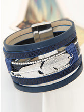 Load image into Gallery viewer, Women Metal Leaf Feather Special Extra Large Multilayer Leather Magnet Bracelet Buckle
