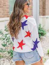Load image into Gallery viewer, Knitted top with blue and red 4th of July stars
