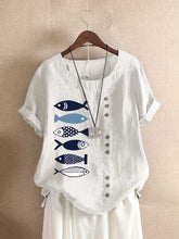 Load image into Gallery viewer, Casual fish print shirt
