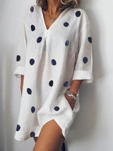 Load image into Gallery viewer, Women's Polka Dot Cotton Loose Dress
