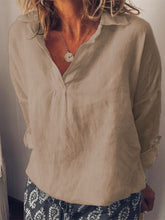 Load image into Gallery viewer, Camisa lisa de lino y algodón para mujer
