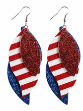 Load image into Gallery viewer, PU Leather Leaf Shaped Flag Earrings
