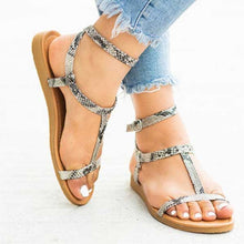 Load image into Gallery viewer, Womens Vintage Roman Flat Leopard Print Beach Sandals
