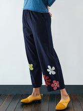 Load image into Gallery viewer, Cotton and linen casual pants with elastic waist for women, plus size
