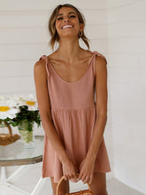 Load image into Gallery viewer, Vestido feminino camisa de algodão com gravata redonda

