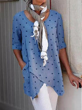 Load image into Gallery viewer, Camisa larga feminina de algodão e linho com mangas irregulares
