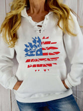 Load image into Gallery viewer, Girassol com estampa da bandeira americana com capuz de renda
