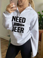 Load image into Gallery viewer, Feminino NEED BEER Letter Printie Moletom Com Capuz
