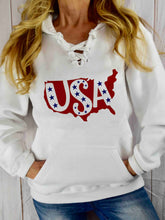 Load image into Gallery viewer, Women's USA Star Print Pocket Strip Hoodie
