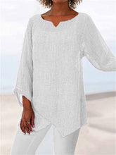 Load image into Gallery viewer, Col V Lin Plain Casual Asymmetrical Sleeve 3/4 Smooth Tops
