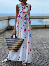 Load image into Gallery viewer, Long boho dress with colorful butterfly print
