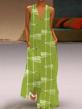 Load image into Gallery viewer, Sleeveless Casual V Neck Fish Print Dress
