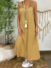 Load image into Gallery viewer, Vestido feminino de algodão e linho sem costas
