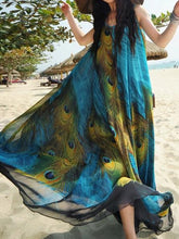 Load image into Gallery viewer, Vestido de gasa de pavo real para mujer
