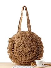 Load image into Gallery viewer, Bolso de playa de paja tejido a mano de crochet boho
