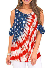 Load image into Gallery viewer, Women's American Flag Round Neck Strapless Short Sleeve Top
