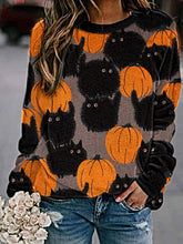 Load image into Gallery viewer, Camisola casual com estampa do dia das bruxas
