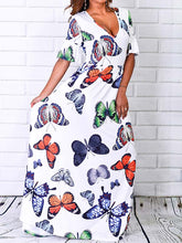 Load image into Gallery viewer, Butterfly Print Short Sleeve Casual Dress
