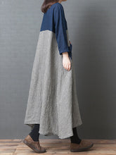Load image into Gallery viewer, Women's Color Block Plaid Linen Dress
