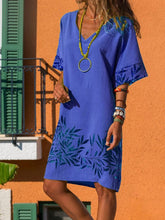 Load image into Gallery viewer, Vestido feminino largo e confortável estampado de algodão e linho
