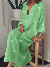 Load image into Gallery viewer, Vestido longo boêmio com estampa de margarida
