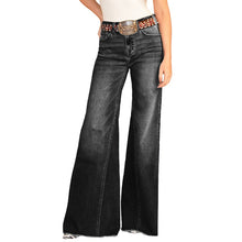 Load image into Gallery viewer, High-waisted palazzo jeans in elastic denim
