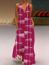Load image into Gallery viewer, Sleeveless Casual V Neck Fish Print Dress
