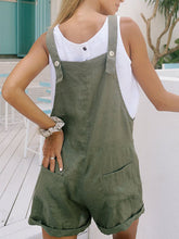 Load image into Gallery viewer, Short cotton and linen jumpsuits with sunflower butterfly print
