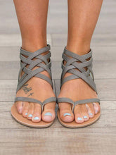 Load image into Gallery viewer, Sandalias planas de moda de encaje cruzado de moda para mujer
