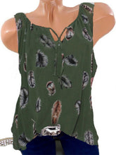 Load image into Gallery viewer, Sleeveless top with V-neck and feather print
