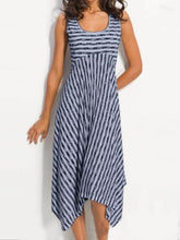 Load image into Gallery viewer, Vestido feminino sem mangas com costura listrada
