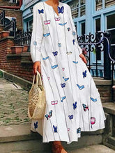Load image into Gallery viewer, Women's Cozy Butterfly Print Dress
