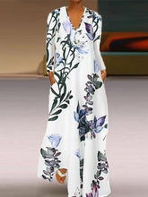 Load image into Gallery viewer, Women's long sleeve V-neck pocket dress
