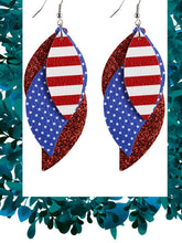 Load image into Gallery viewer, PU Leather Leaf Shaped Flag Earrings

