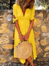 Load image into Gallery viewer, Vestido feminino de renda com decote em V
