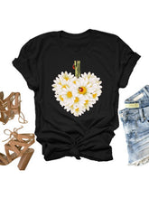 Load image into Gallery viewer, Women's Daisy Print Short Sleeve T-Shirt
