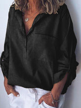 Load image into Gallery viewer, Camisa casual feminina de algodão com bolso selvagem
