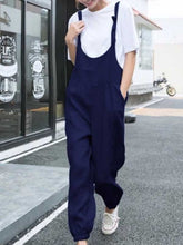 Load image into Gallery viewer, Plain cotton and linen casual jumpsuit
