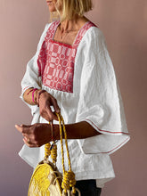 Load image into Gallery viewer, Camisa de gola quadrada com mistura de linho Boho

